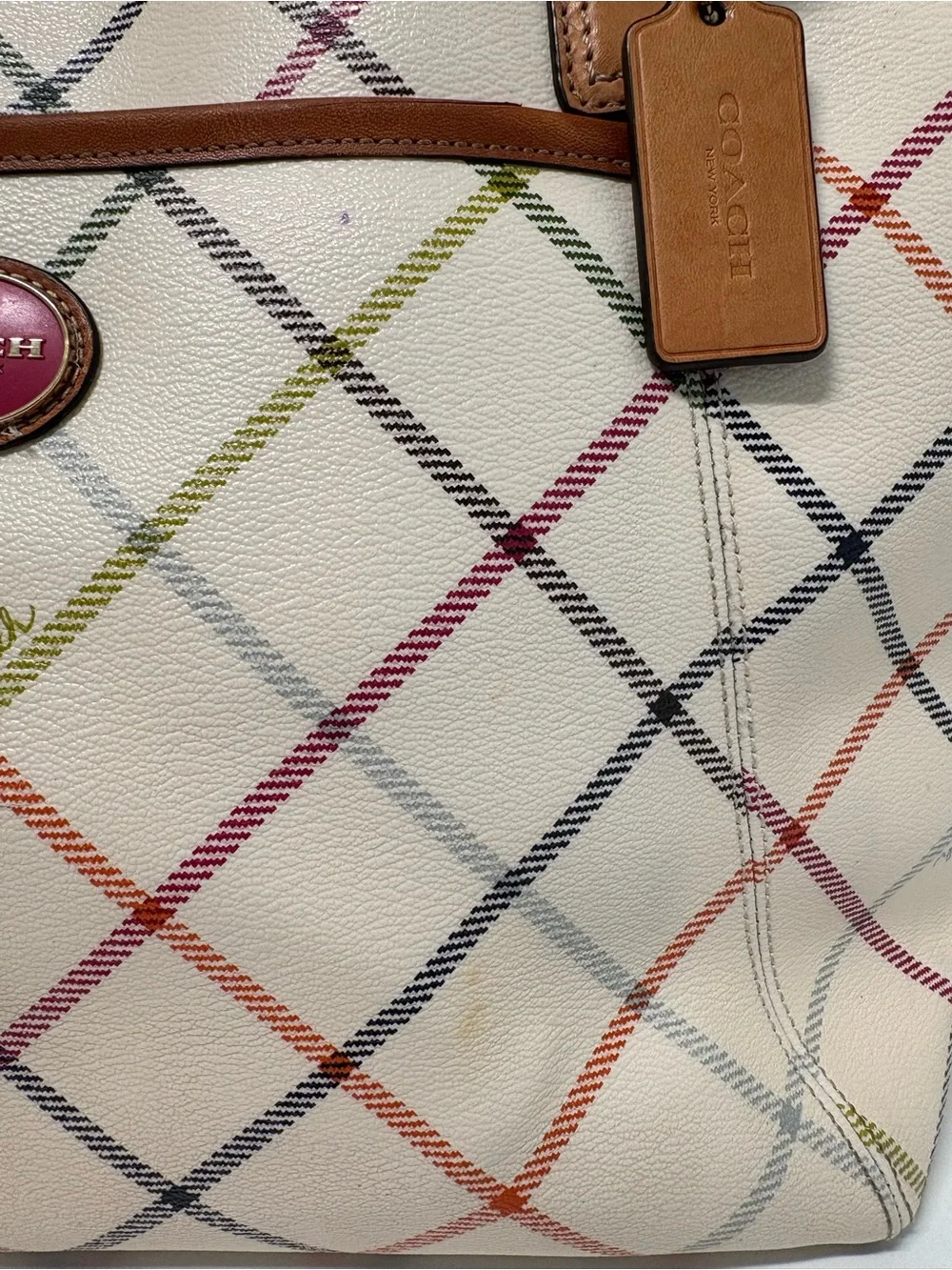 Coach F10924 Peyton Tattersall Pocket Tote